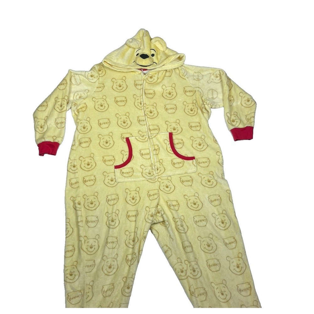 Disney Winnie the Pooh 3X Hooded Zip Up Plush Fleece Sleepwear 22/24 Yellow NEW!